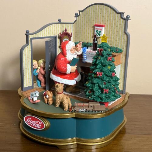 Coca-Cola Dear Santa Please Pause Here Musical Animated Christmas Figurine With Orignal Box!