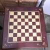 Collapsible Wooden Chess Table with Hand-Painted Floral Corners - 2
