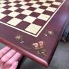 Collapsible Wooden Chess Table with Hand-Painted Floral Corners - 3
