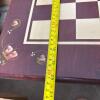 Collapsible Wooden Chess Table with Hand-Painted Floral Corners - 7