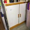 White Storage Hutch with Wood Accents - 3