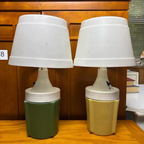 Two Vintage Battery-Powered Plastic Table Lamps