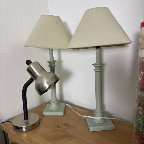 Pair of Table Lamps & Gooseneck Desk Lamp