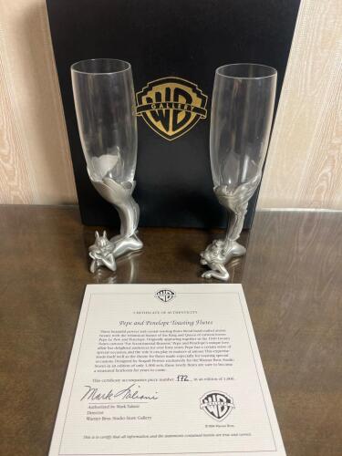 Warner Bros. Studio Store Pepe and Penelope Toasting Flutes, Limited Edition 172/1000