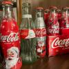 Coca-Cola Holiday Santa Bottles Lot with Trio of Gold Bottles - 3
