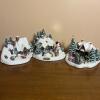 Trio Of Thomas Kinkade Lighted Christmas Village Activities Figurines