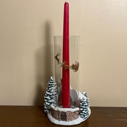 Thomas Kinkade "Memories of Christmas" Hurricane Candle Holder