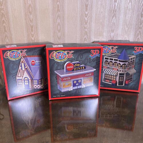 Trio. of Coca-Cola 3D Collectible Foam Puzzles