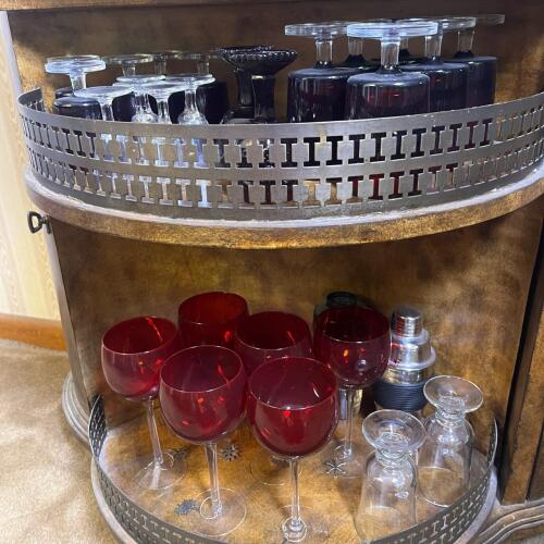 Vintage Cranberry & Clear Glassware Sets