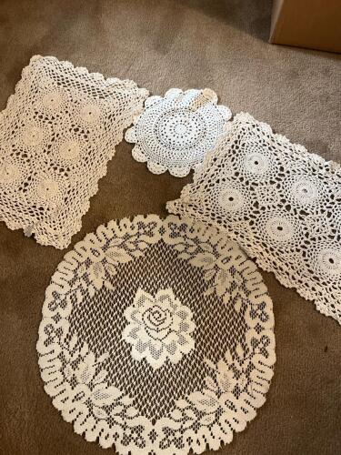 Lot of 4 Vintage Crochet & Lace Doilies