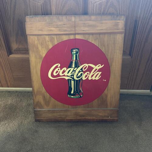 Vintage Coca-Cola Wall Display Cabinet Shadow Box with Hinged Doors