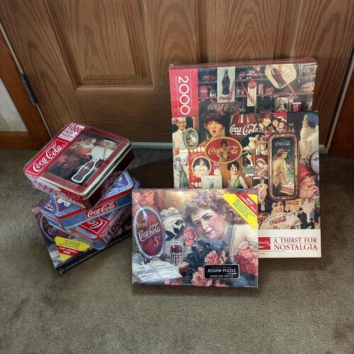 Vintage Coca-Cola Seven Piece Jigsaw Puzzle Lot