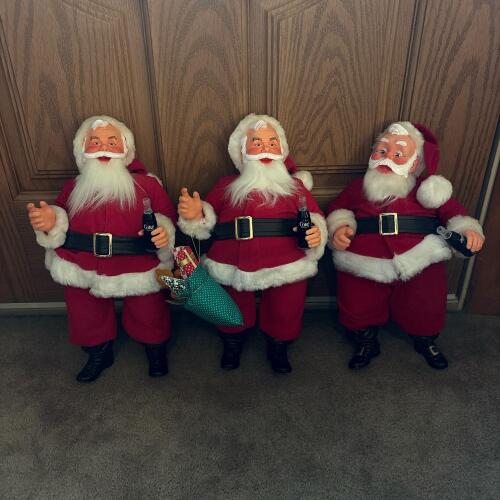 Trio of Dakin Coca-Cola Santa Claus Dolls