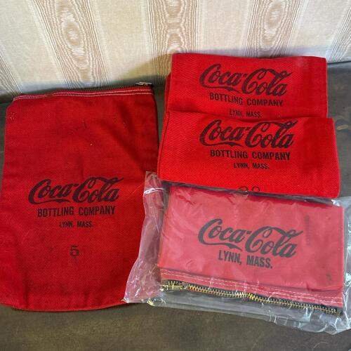 Four Vintage Coca-Cola Lynn Mass. Cash Deposit Bags
