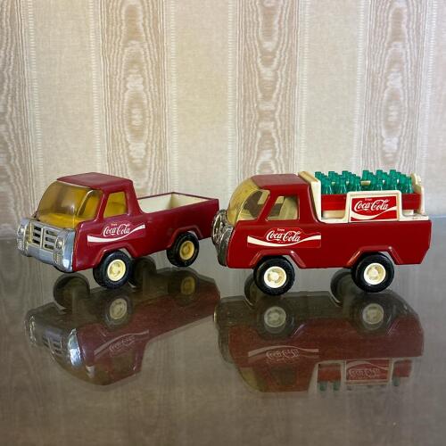 Pair of Buddy L Corp. Japan Coca-Cola Delivery Pickup Trucks