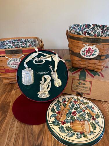 Longaberger Christmas Collection Baskets & Sounds of the Season 1994 Pewter Ornament Set