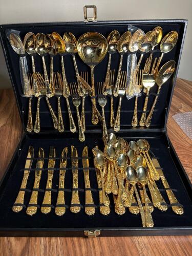 WM. Rogers & Son 24K Gold Plated Flatware Set