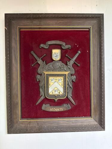 14.5"x18.5" Halbert's Coats of Arms Framed Aldrich Family Crest Plaque