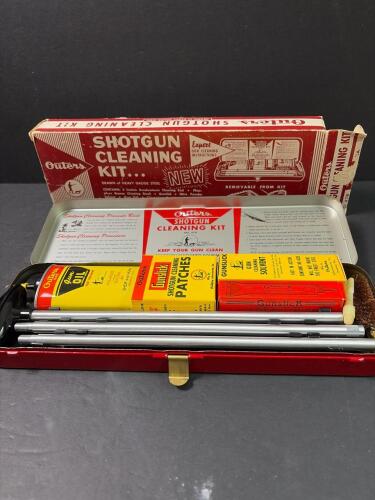 Vintage Outers Gunslick 12 Gauge Shotgun Cleaning Kit in Red Metal Case