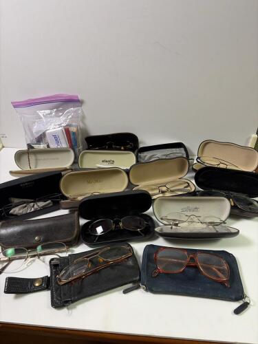 Assorted Lot of 13 Eyeglasses with Cleaning Cloths