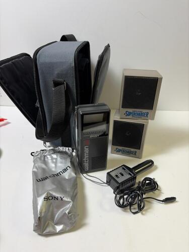Sony Watchman FD-2A Portable TV 1985 Bundle with Speakers