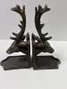 Heavy Weight Cast Iron Deer Head Bookends Pair - 2