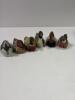 Six Avon Collector Duck Series Set on Wooden Display Shelf - 2