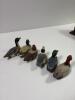 Six Avon Collector Duck Series Set on Wooden Display Shelf - 3