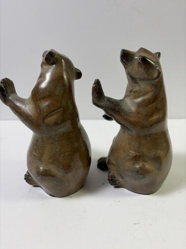 Pair of 7" Bronze Bear Figurines,