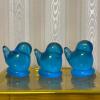 Five Leo Ward Signed Blue Glass Bird Figurines - 5