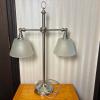 Double Arm Frosted Glass Table Lamp with Metal Base