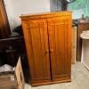 Solid Wood Multimedia Storage Cabinet with Swinging Doors & Large DVD Lot