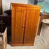Solid Wood Multimedia Storage Cabinet with Swinging Doors & Large DVD Lot - 2