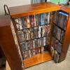 Solid Wood Multimedia Storage Cabinet with Swinging Doors & Large DVD Lot - 4