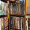 Solid Wood Multimedia Storage Cabinet with Swinging Doors & Large DVD Lot - 8