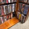 Solid Wood Multimedia Storage Cabinet with Swinging Doors & Large DVD Lot - 9