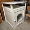 White Cat Litter Box Enclosure with Side Handle and Tabletop