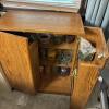 Locking Oak Laminate Storage Cabinet with Candle Lot - 3