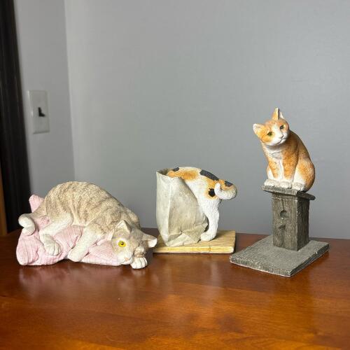Marty Purrfect Pet Cat Figurines Lot: Brown Bag Behavior, Marvelous Mouser, Tomfoolery