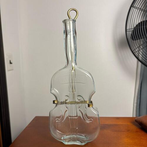 Violin-Shaped Glass Bottle with Display Wall Mount