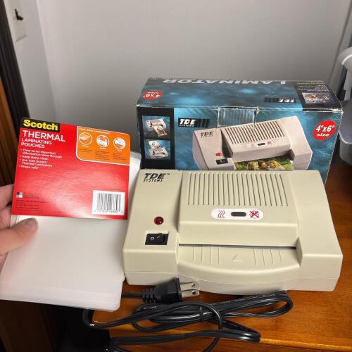 TDE Systems 4"x6" Pouch Laminator with 6 Pouches
