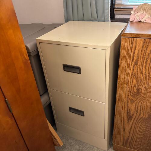 Beige Metal 2-Drawer Vertical Filing Cabinet