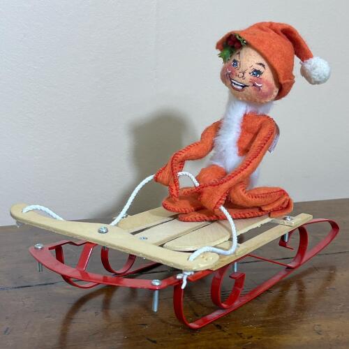 Collectible Vintage 1987 Annalee Sledding Elf Doll