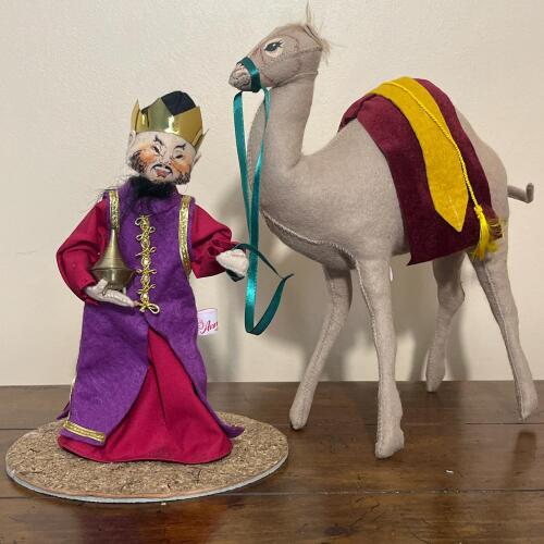 Collectible Vintage Annalee 1990 Nativity Wise Man and Camel Set