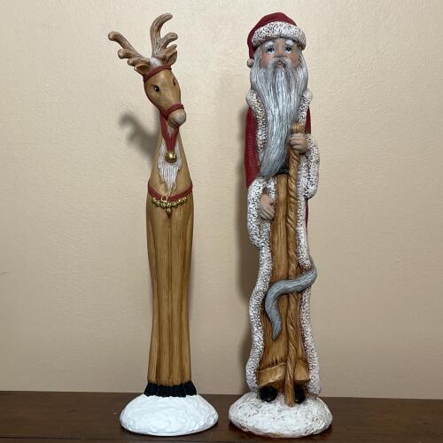 Ceramic Santa and Reindeer Christmas Figurines/Decor