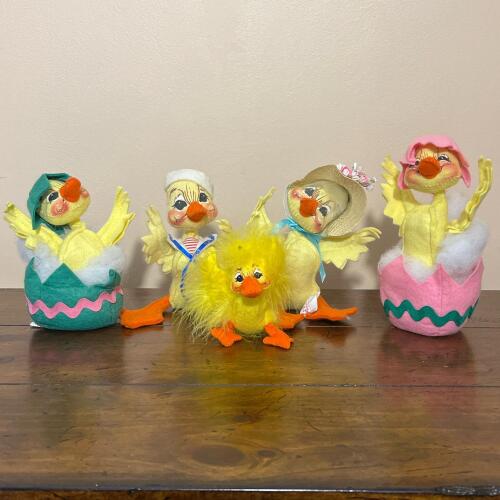 Collectible Vintage Annalee Easter Duckling & Chick Figures Lot