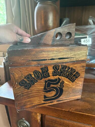 Wooden Shoe Shine Box with Accessories