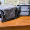 Gray Padded Camera Shoulder Bag with Adjustable Dividers and External Pockets