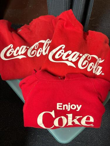 3 Vintage Coca-Cola & Enjoy Coke Crewneck Sweatshirts & Hoodie
