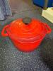 Set of 2 Red Enameled Cast Iron Dutch Ovens - 2